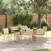 vidaXL Trädgårdsmöbelset 7 pcs Beige 190 x 80 x 75 cm konstrotting
