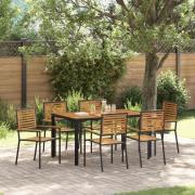 vidaXL Trädgårdsmöbelset 7 pcs Svart 150 x 90 x 75 cm konstrotting