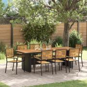 vidaXL Trädgårdsmöbelset 9 pcs Svart 240 x 90 x 75 cm konstrotting