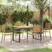 vidaXL Trädgårdsmöbelset 5 pcs Grå, Trä 140 x 80 x 75 cm konstrotting