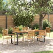vidaXL Trädgårdsmöbelset 7 pcs Beige, Brun 200 x 80 x 75 cm