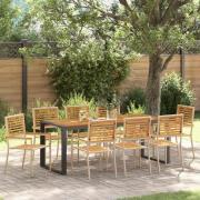 vidaXL Trädgårdsmöbelset 9 pcs Beige 200 x 80 x 75 cm konstrotting