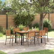 vidaXL Trädgårdsmöbelset 7 pcs Grå, Naturlig 150 x 90 x 75 cm