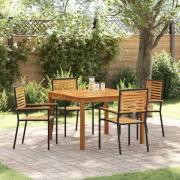 vidaXL Trädgårdsmöbelset 5 pcs Svart Poly rattan