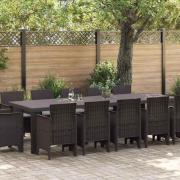 vidaXL Trädgårdsmöbelset 13 pcs Brun och Ljusgrå Rattan och Kudde