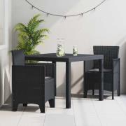 vidaXL Trädgårdsmöbelset 3 pcs Antracit Polt rotting