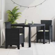 vidaXL Trädgårdsmöbelset 3 pcs Antracit Polt rotting