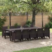 vidaXL Trädgårdsmöbelset med kudde 11 pcs Brun och Ljusgrå Poly rattan