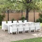 vidaXL Trädgårdsmöbelset 11 pcs Vit och Ljusgrå Rattan och polyester