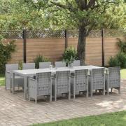 vidaXL Trädgårdsmöbelset med kudde 11 pcs Ljusgrå Rattan och Aluminium
