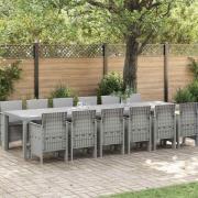 vidaXL Trädgårdsmöbelset 13 pcs Ljusgrå Polt rotting