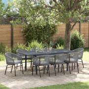 vidaXL Trädgårdsmöbelset 9 pcs Grå Poly rattan