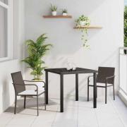 vidaXL Trädgårdsmöbelset 3 pcs Brun Poly rattan