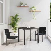 vidaXL Trädgårdsmöbelset 3 pcs Svart Poly rattan