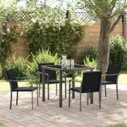 vidaXL Trädgårdsmöbelset 5 pcs Svart Poly rattan