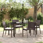 vidaXL Trädgårdsmöbelset 5 pcs Brun Poly rattan