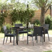 vidaXL Trädgårdsmöbelset 5 pcs Svart Poly rattan