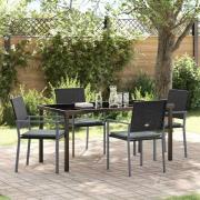 vidaXL Trädgårdsmöbelset 5 pcs Svart Poly rattan