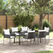 vidaXL Trädgårdsmöbelset 7 pcs Brun Poly rattan
