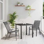 vidaXL Trädgårdsmöbelset 3 pcs Grå Textilene och stål