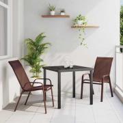vidaXL Trädgårdsmöbelset 3 pcs Brun Textilene och stål