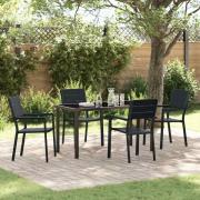 vidaXL Trädgårdsmöbelset 5 pcs Svart HDPE