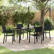 vidaXL Trädgårdsmöbelset 5 pcs Svart Pulverlackerat stål