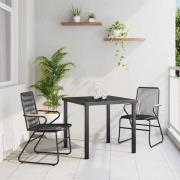vidaXL Trädgårdsmöbelset 3 pcs Svart PVC-rattan
