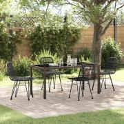 vidaXL Trädgårdsmöbelset 5 pcs Svart Poly rattan