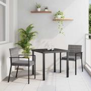 vidaXL Trädgårdsmöbelset 3 pcs Grå Poly rattan