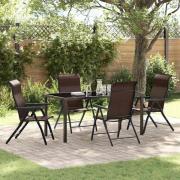 vidaXL Trädgårdsmöbelset Höjdjusterbar 5 pcs Brun Poly rattan