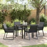 vidaXL Trädgårdsmöbelset 5 pcs Svart Poly rattan