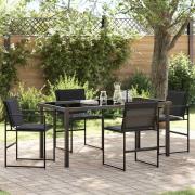 vidaXL Trädgårdsmöbelset 5 pcs Svart 160 x 80 x 73 cm