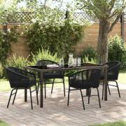 vidaXL Trädgårdsmöbelset 5 pcs Svart Poly rattan