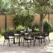 vidaXL Trädgårdsmöbelset 7 pcs Brun Poly rattan