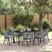 vidaXL Trädgårdsmöbelset 7 pcs Grå Poly rattan