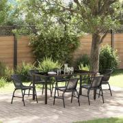 vidaXL Trädgårdsmöbelset 7 pcs Svart Poly rattan
