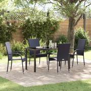 vidaXL Trädgårdsmöbelset 5 pcs Svart Poly rattan