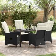 vidaXL Trädgårdsmöbelset med kudde 5 pcs Svart Poly rattan