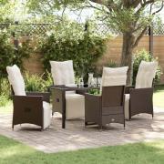 vidaXL Trädgårdsmöbelset med kudde 5 pcs Brun Poly rattan