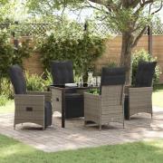 vidaXL Trädgårdsmöbelset med kudde 5 pcs Grå Poly rattan