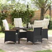 vidaXL Trädgårdsmöbelset med kudde 5 pcs Svart Poly rattan