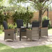 vidaXL Trädgårdsmöbelset med kudde 5 pcs Grå Poly rattan