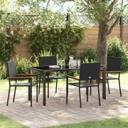 vidaXL Trädgårdsmöbelset 5 pcs Svart Poly rattan