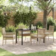 vidaXL Trädgårdsmöbelset med kudde 5 pcs Beige Poly rattan