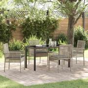 vidaXL Trädgårdsmöbelset med kudde 5 pcs Ljusgrå Poly rattan