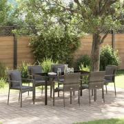 vidaXL Trädgårdsmöbelset med kudde 7 pcs Grå Poly rattan