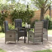 vidaXL Trädgårdsmöbelset med kudde 5 pcs Grå Poly rattan