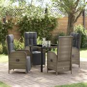 vidaXL Trädgårdsmöbelset med kudde 5 pcs Grå Poly rattan