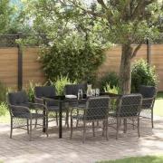 vidaXL Trädgårdsmöbelset med kudde 7 pcs Grå Poly rattan